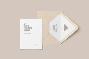 Vertical Postcard and Envelope Mockup