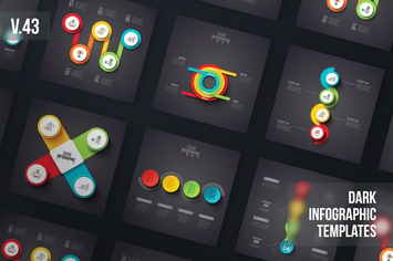 Dark Infographics template set v.43