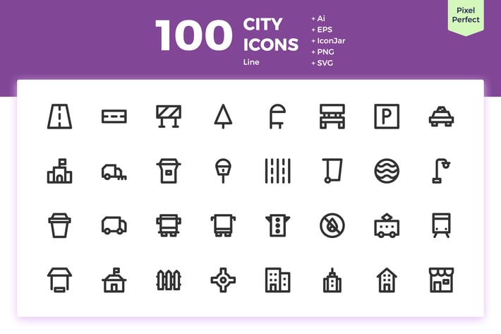100 City Icons (Line)