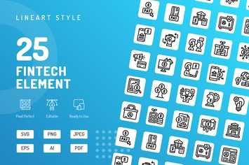 Fintech Element Line Icons