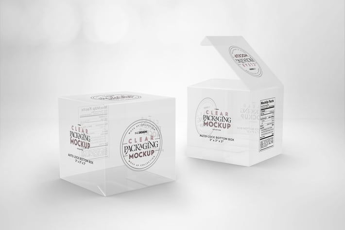 Clear Lock Bottom Boxes Packaging Mockup