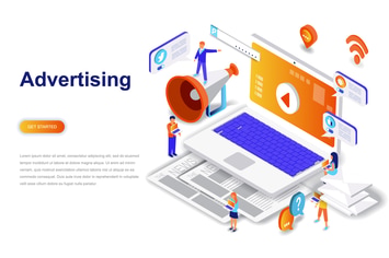 Advertising and Promo Isometric Concept