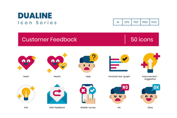  50 Customer Feedback Flat Icons