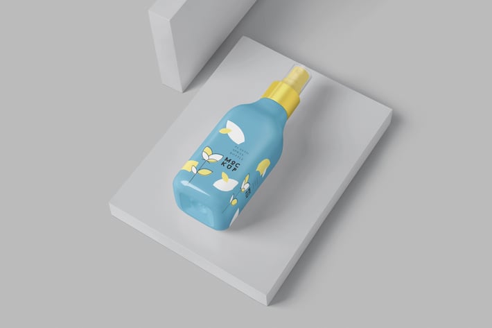 Glossy Plastic Spray Bottle Mockups
