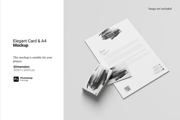 Elegant Card and A4 Paper Mockup