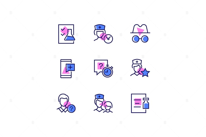 Digital Medicine - Line Design Style Icons Set