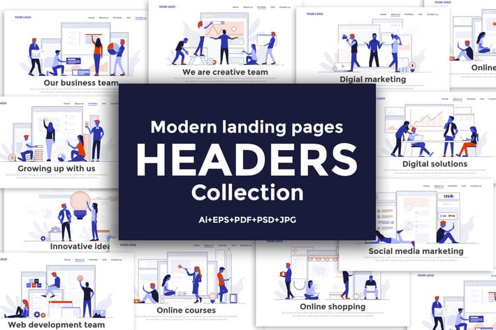 Landing page template on various topics