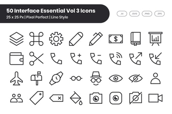 50 Interface Essential Icons Vol 3 - Line
