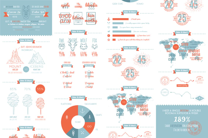 vector infographics set in the style of a hipster.
