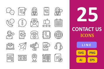 25 Contact Us Icons -  Line