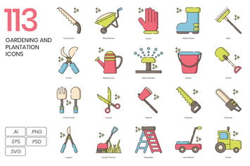 113 Gardening and Plantation Line Icons