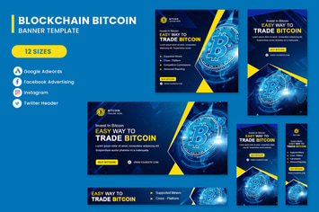 Blockchain Bitcoin Banner Set Template