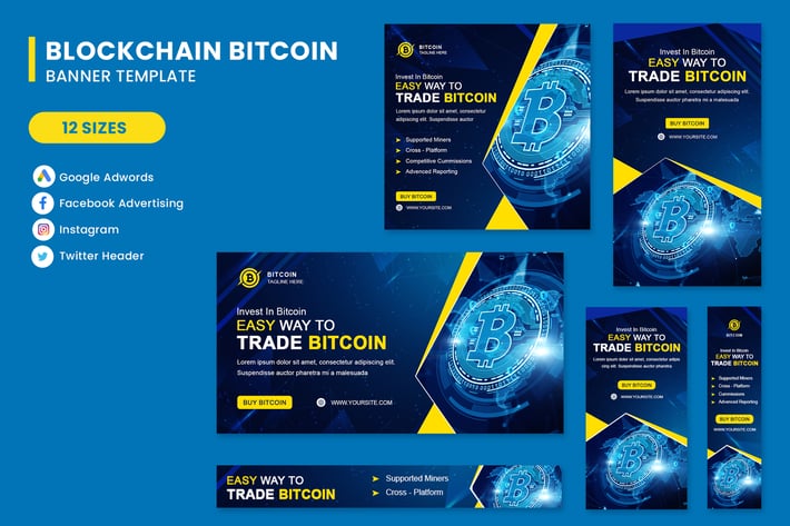 Blockchain Bitcoin Banner Set Template