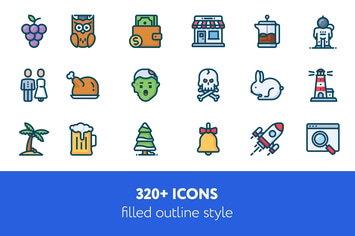 320 + icons filled outline style
