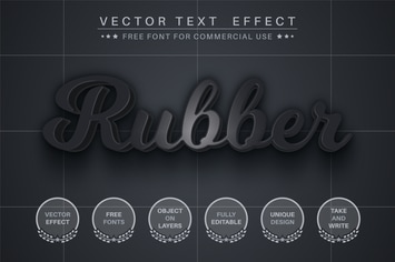Black rubber - editable text effect, font style