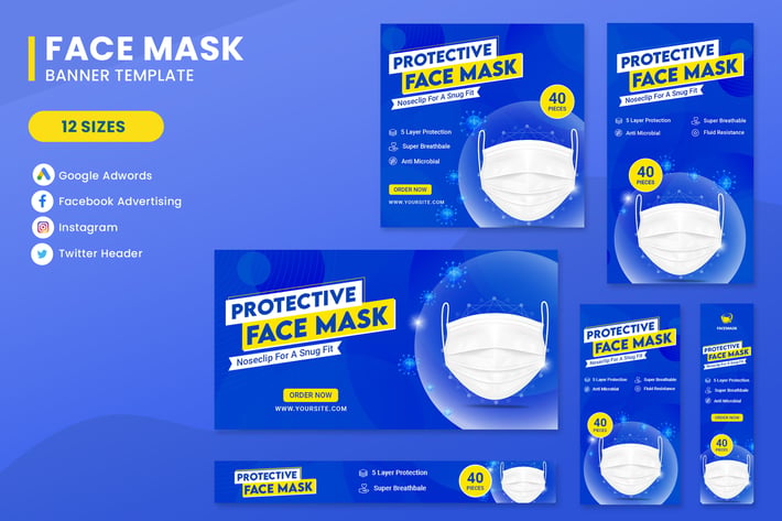 Face Mask Banner Ads Set Template
