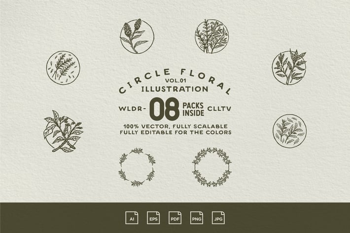 Circle Floral Illustration Vol.01