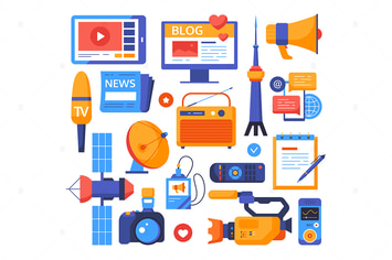 Mass Media - Set of Flat Design Style Elements