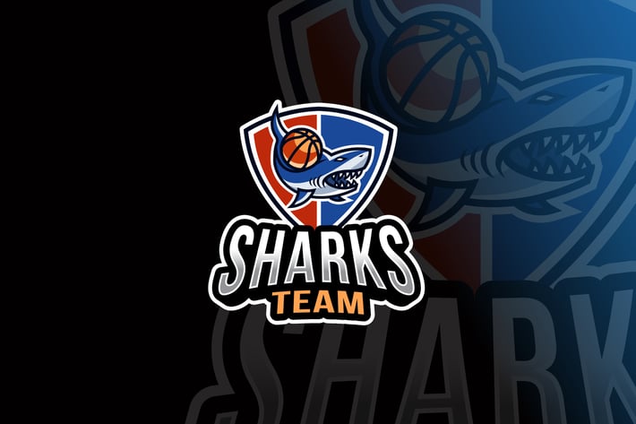 Sharks Basketball Logo Template