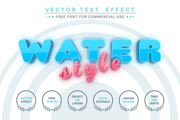 Blue water - editable text effect,  font style