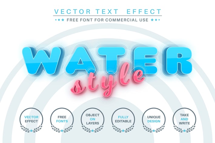 Blue water - editable text effect,  font style