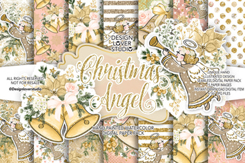 Christmas Angel digital paper pack
