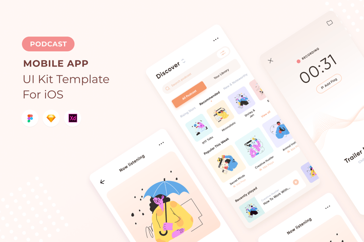 Podcast UI Kit for Mobile App