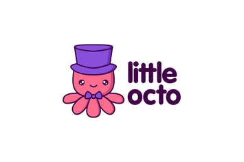 Cartoon Cute Little Octopus Character Mascot Logo