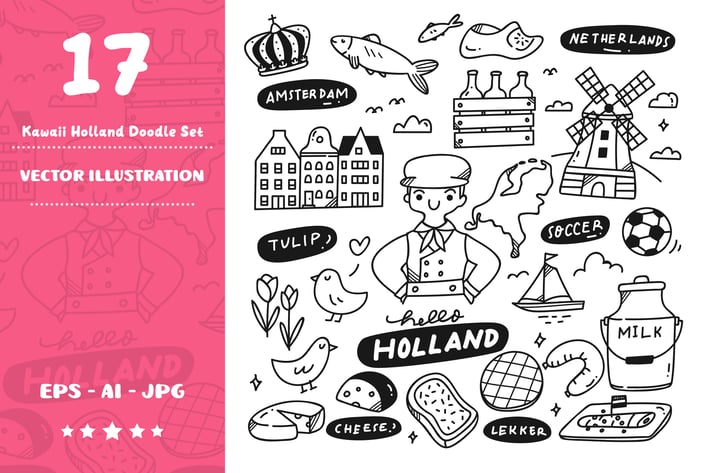 Kawaii Holland Doodle Set
