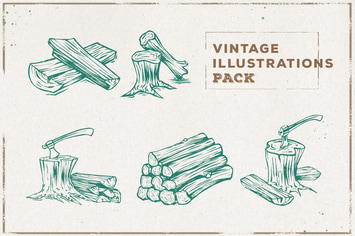 Vintage Wood & Axe Illustration Pack