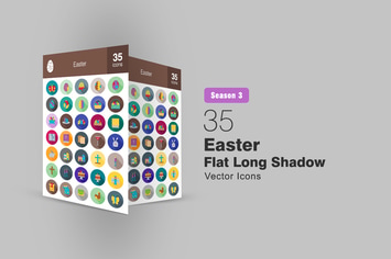 35 Easter Flat Long Shadow Icons Season III