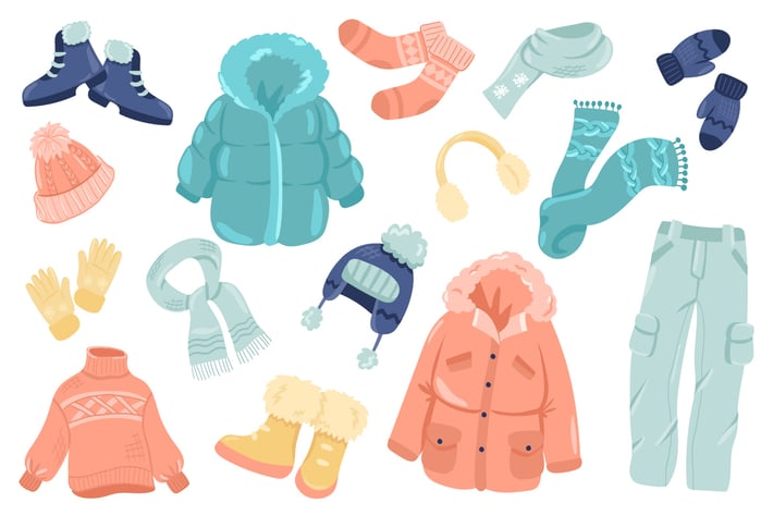 Winter Clothing Isolated Elements Set