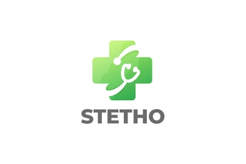 Stethoscope and Cross Negative Space Logo