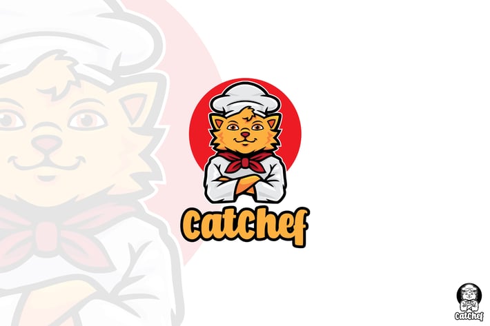 Cat Chef Cartoon Mascot Logo