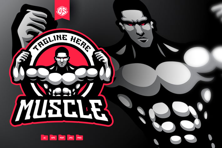 Muscle Gym Mascot Logo