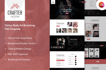 Crafter - Tattoo Bootstrap Landing Page Template