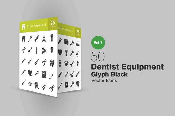 50 Dentist Equipment Glyph Icons