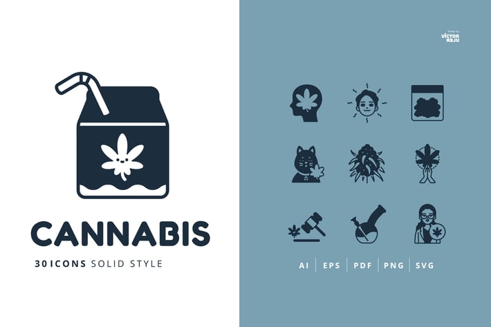 30 Icons Cannabis Solid Style