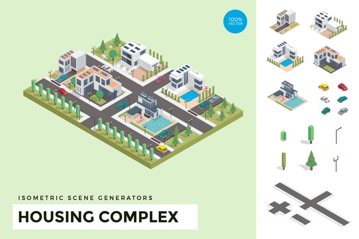 Isometric Housing Complex Vector Scene Creator