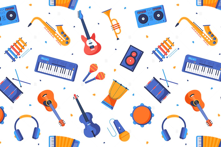 Music Genres -Flat Design Style Pattern