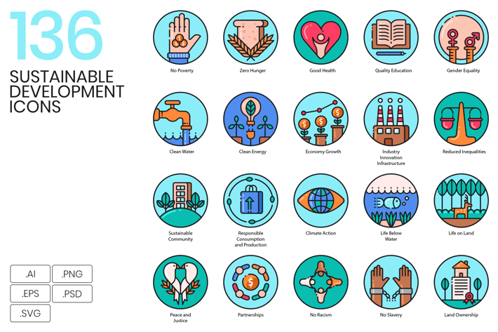 136 Sustainable Development Icons
