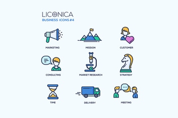 Business - Flat Line Design Icons Set