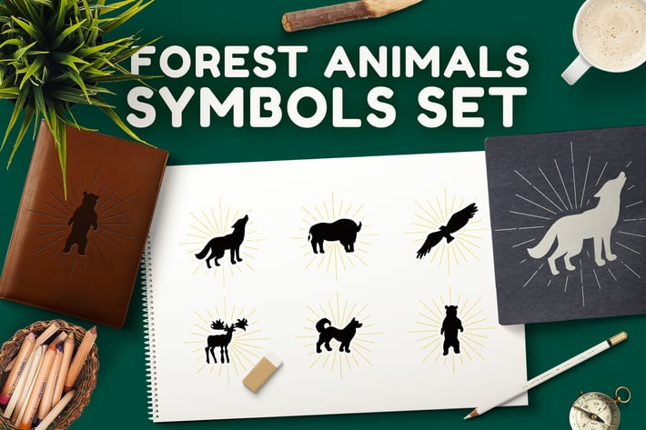 Forest Animals Symbols Set