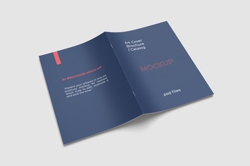 A4 Brochure Cover Mockup High Angle View