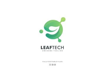Abstract Leaf Tech Color Gradient Logo
