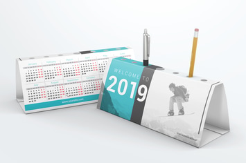 Desk Calendar Pen Holder Mockup