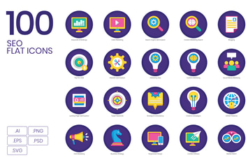 100 SEO Flat Icons