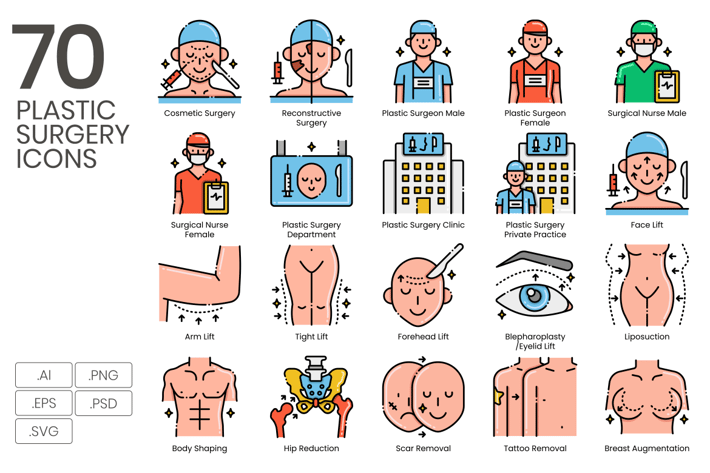70 Plastic Surgery Icons