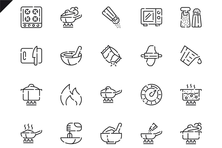 Simple Set Cooking Line Icons