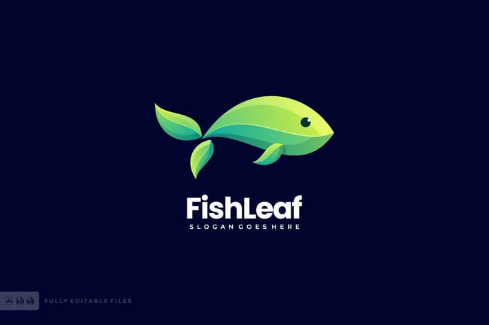 Fish Leaf Logo Template